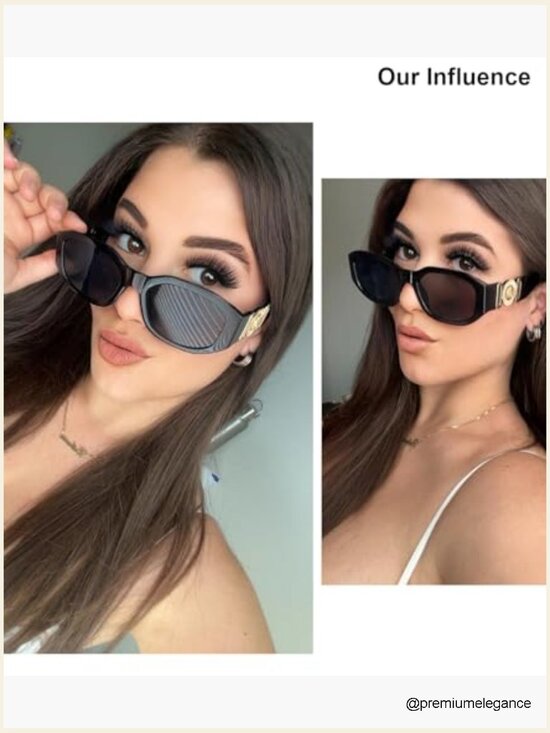 Retro 90s Rectangle Sunglasses Narrow Square Unisex UV400 main image 4